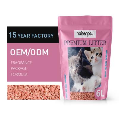 China Viable Crush Pink Cat Litter BSCI Factory OEM Bulk Flushable Clumping Clumped Broken Green Tea Cat Litter Sand For Cat for sale