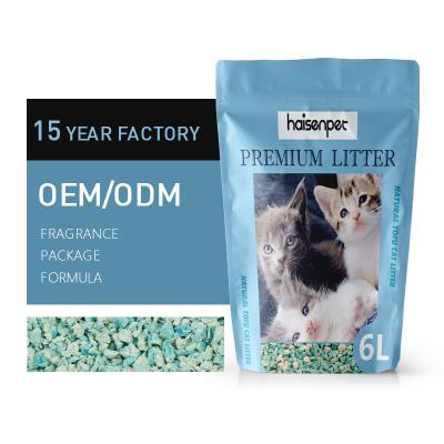 China Blue Crush Cat Litter BSCI Factory OEM Viable Bulk Flushable Clumping Broken Green Tea Cat Litter Sand For Cat for sale