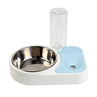 China Sustainable Double Bowls Feeder Water Drink Dispenser Automatic Pet Feeder for sale