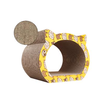 China Viable Corrugated Paper Cat Toy Grind Claws Cat Head Ttype Tunnel Cat Scratcher Cardboard Box Cardboard for sale