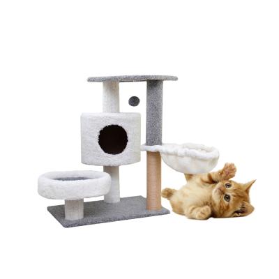 China 2021 Hot Sale Wholesale Sustainable Large Cat Tree Scratcher House Furniture Multilevel Wooden Activity Tower for sale