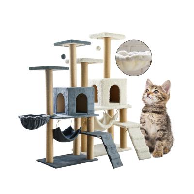 China 2021 Hot Selling Sisal Natural Wood Pet Style Home Furniture Sustainable Climbing Interactive Toys Cat Tree for sale