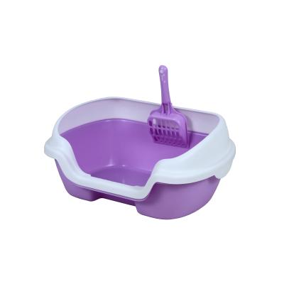 China Sustainable Pet Products Cleaning Closed Plastic Prevent Coming Out Cat Toilet Box Trays Cat Litter Box for sale