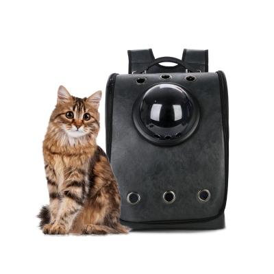 China OEM PU Double Portable Transparent Pet Viable Shoulder Backpack Folding Breathable Bag For Space Capsule Cat Bag for sale