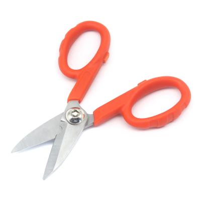 China Polished Finish Electrician Scissors with Easy Grip Handle and Carbon Steel Loop for sale