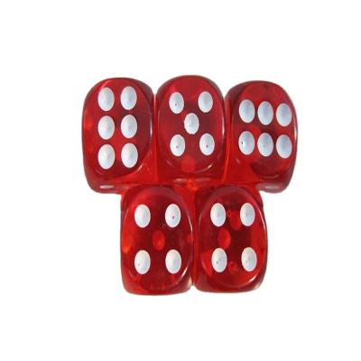 China 12mm D6 Dot Dice Acrylic Transparent Red Engraved D6 Dot Dies Regular Engraved Piece for sale