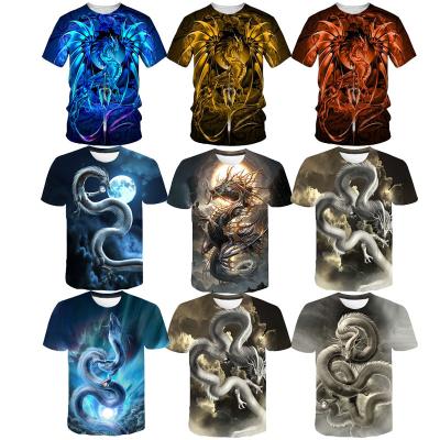 China Dragon 3D Printing T-shirts Mens Summer Shorts QUICK DRY Sleeve Digital Printing Mens Top OEM ODM Tops Shirt 3D Tees for sale