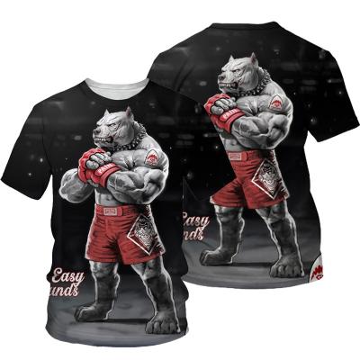 China QUICK DRY Summer Boxing Dog Men 3D Printed T-shirt Shorts Sleeved Digital Printing Shirt Unisex All Over Print Tops Stitches OEM ODM Shirt for sale