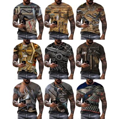 China QUICK DRY 3D Tools Printed Shirt For Men Plus Size Funny O-Neck Pattern All Over Print Tops Mens Fashion Summer Shorts T-Shirts for sale