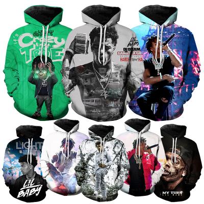 China Windproof 3D Printed Hoodies For Men Casual Cool Hitter Singer Lil Baby Fashion Harajuku Oversize Pullover 3D Printed Mens Hoodies for sale