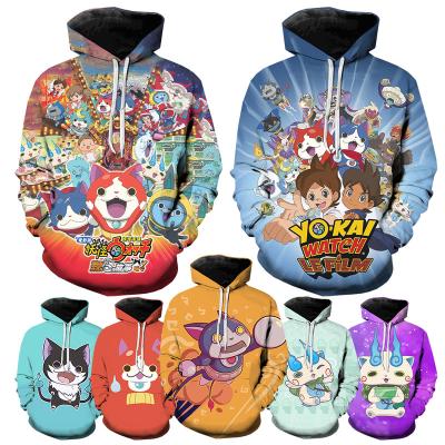 China Yokai-Watch Windproof 3D Printed Hoodies For Men 2021 Hot Japanese Anime Digitral Printing Pullover Polyester Blended Cotton Plus Sweater for sale