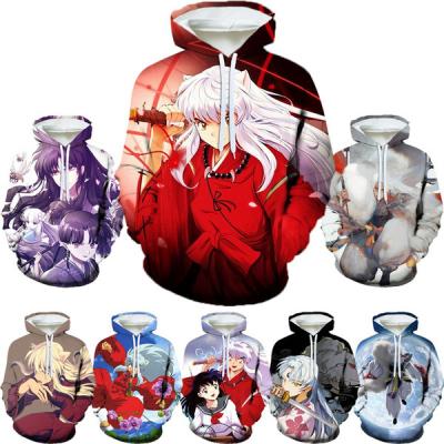 China High Quality Windproof Oversized Pullover 3D Printed Hoodies For Men Japanese Anime Inuyasha Fashion Casual 3D Printed Mens Hoodies for sale