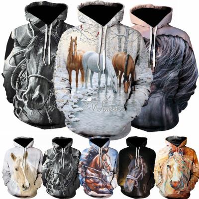 China 2021 High Quality Oversized Windproof Pullover Cute Animal Horse 3D Printed Hoodies For Men Fashion Casual 3D Printed Mens Hoodies for sale