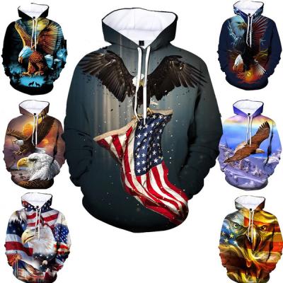 China High Quality Windproof Oversized Pullover 3D Printed Hoodies For Men 2021 Popular Animal Casual Eagle Fashion 3D Printed Mens Hoodies for sale