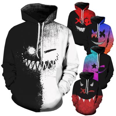 China 2021 Windproof New Design Fashion Hot Casual Death Face 3d Printing Plus Size Pullover Xx xo Devil Face 3D Printed Hoodies For Men for sale