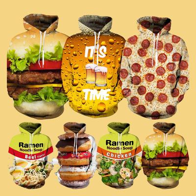 China High Quality Burger Windproof Beer Oversized Pullover 3D Printed Hoodies For Men Fashion Casual Oversized 3D Printed Mens Hoodies for sale