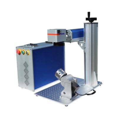 China Long Lifespan JPT 20W 30W 50W Air Cooled Fiber Laser Marking Machine With 80mm Rotary Device for sale