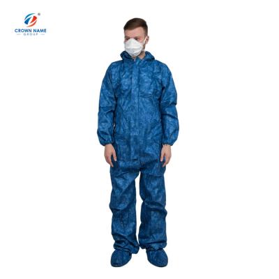 China Hoods or Collar+ Long Sleeves With Boots or Without or Customized EN 14126 SFS Nonwoven Clothing Safety Suit Disposable Coverall Type 4B/5B/6B With Boots for sale