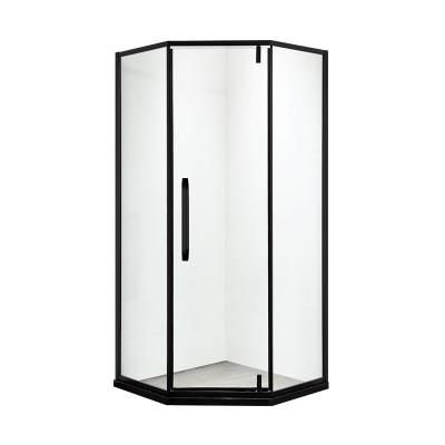 China Modern Black Framed Pivot Bathroom Tempered Glass Shower Enclosures for sale