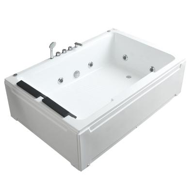 China New Design Sustainable Indoor Corner Whirlpool Bathtub Acrylic Massage Bathtubs For 2 Adults With Pillow And Massage Jets In Bathroom for sale