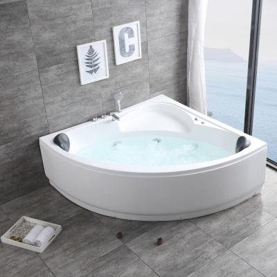 China Large Sustainable Modern Luxury Acrylic Bathroom Deep Soaking Polish Tubs Corner Bath 2 Sided Freestanding Bathtub Bathtub for sale