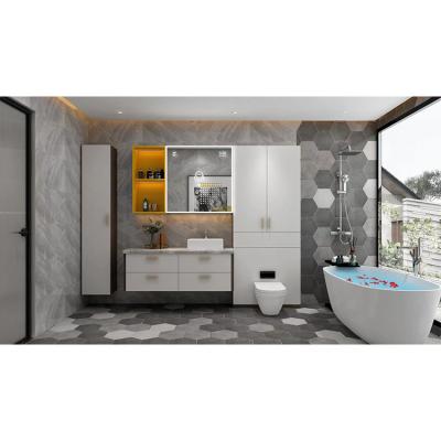 China 2021 Newest Bathroom Cabinet Plywood Modern Popular Modern Lacquer Wooden Minimalist Bathroom Small Cabinet for sale