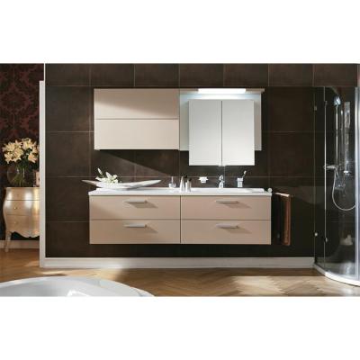 China 2021 Modern Design Latest Design European Waterproof Bathroom Cabinet Double Sink Wall Mounted Bathroom Vanity for sale