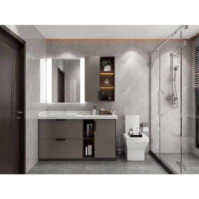 China China Manufacturer Modern High Quality Luxury Freestanding Gloss Bathroom Cabinet Furniture With Mirror for sale