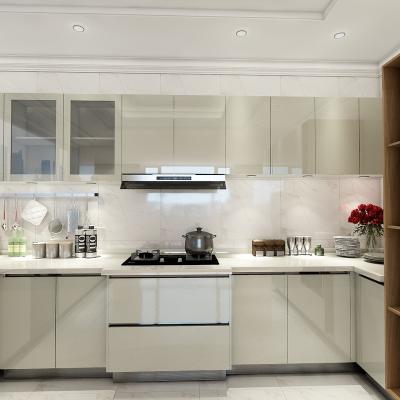 China Modern Pantry Kitchen Cupboards Furniture High Standard High Gloss Lacquer Handles Mauritius Kitchen Cupboards for sale