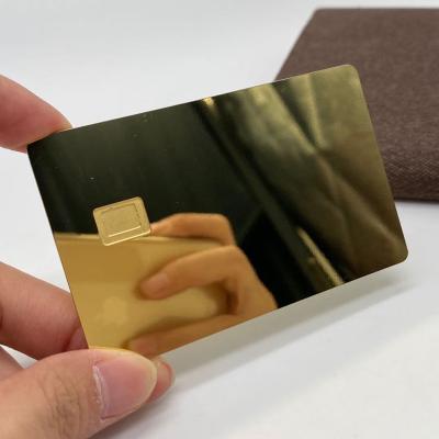 China Stainless Steel Debit Mirror Gold Credit Bank Metal Card With Chip Slot for sale