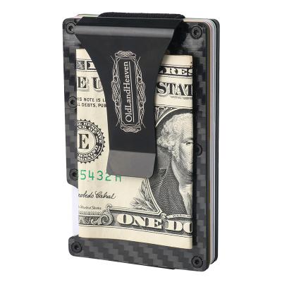 China Protect ID Card Carbon Fiber Credit Card Slim Metal RFID Blocking Wallet Holder Protector Pocket Money Clip for sale