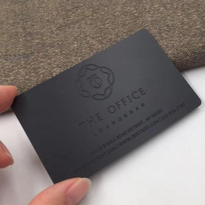 China Luxury Stainless Steel Metal Business Card Matte Black Metal Business Cards for sale