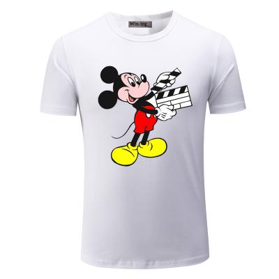 China Custom Made 100% Cotton Round Neck Ladies Cartoon Pattern Mouse Anti-wrinkle T-shirt for sale