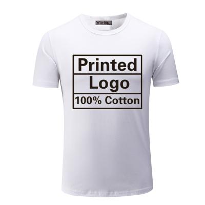 China Anti-wrinkle wholesale cotton short sleeve round neck men's plus size t-shirt 100% custom printing for sale