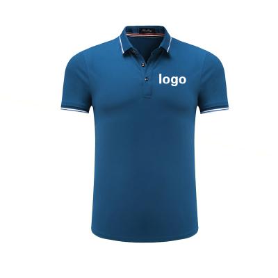 China custom logo embroidery high neck stripe wholesale short sleeve T-shirt Anti-wrinkle polo shirt printing for sale