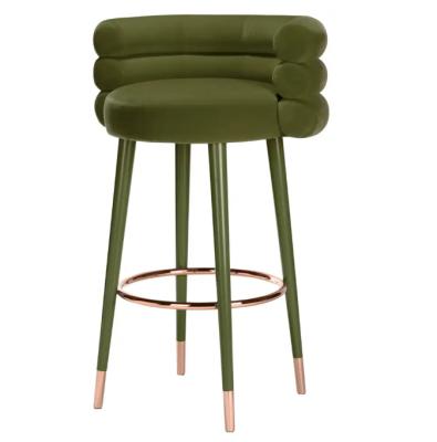 China Super Comfortable Bar Stool Velvet Upholstered Bar Stool With Metal Legs High Legs Bar Chairs for sale