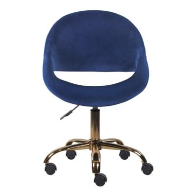 China Blue Home Office Chair (Height) Mid-Back Swivel Adjustable Modern Velvet Vanity Chair For Computer Room for sale