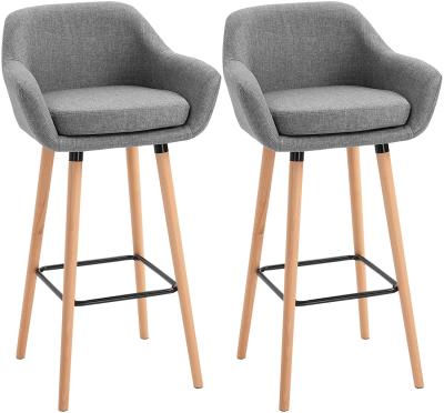 China Modern Upholstered Save Place Fabric Seat Bar Stools Chairs Metal Frame, Solid Wood Legs Living Room Dining Room Furniture for sale