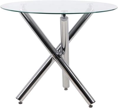 China Save Place Glass Round Table Top with 3 Chrome Legs, 90*75cm Writing Working Desk for Home, Office, Dining Table for sale