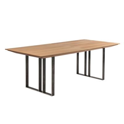 China Rectangle Extendable Dining Table Kitchen Table Extendable Wooden Table With Steel Legs for sale