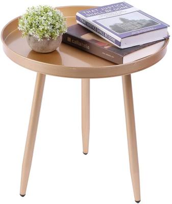 China Gold Backup Modern Simple Metal Place Side End Table With Tray Edge Protction Design Round Coffee Table For Living Room Indoors for sale