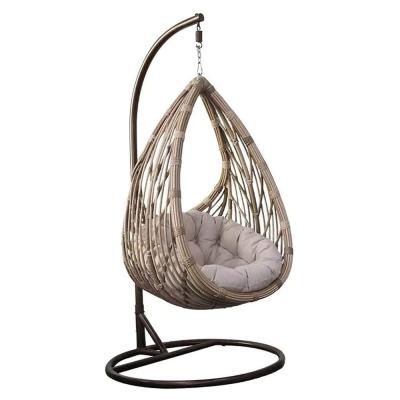 China Leisure Style Hanging Egg Chair Swing Rattan Free Standing Egg Chair with Relaxing Stand for Hanging Basket Patio Indoor Outdoor Garden Chair for sale