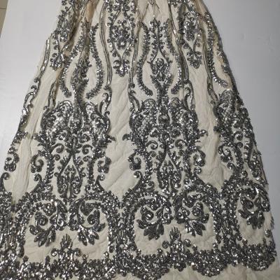 China Viable Hot Supplier Factory Direct Selling Elegant Bling Bling Sequin Tulle Embroidery Fabric Lace for Evening Dress or Party for sale