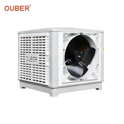 China Hotels Fixed Evaporative Air Cooler With 18000cmh New PP Cover LCD Touch Screen Motor Power Item Building Axial Fan for sale