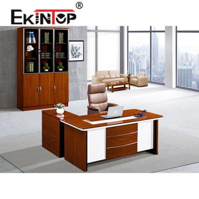 China Customize Ekintop 2m MDF White Wood Big Boss Executive Desk And Chair for sale