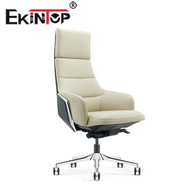 China (Size)Ekintop Wholesale Price Adjustable Luxury Manager Swivel Boss PU Leather Executive Desk And Chairs for sale