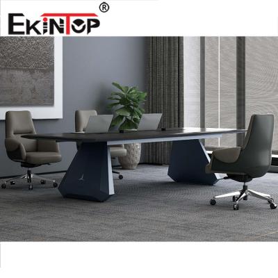 China Customizable Ekintop meeting table with wooden and metal leg table for conference 8 to 10 seater for sale