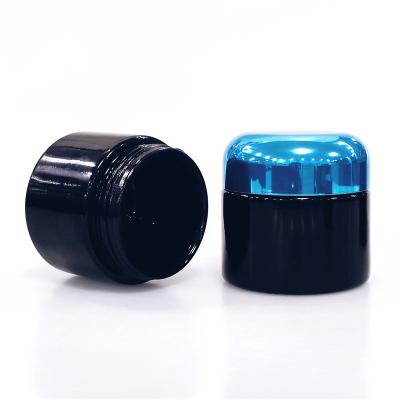 China Size Viable Black UV Glass Screw Cap Travel Jars 5g 15g 30g 50g 60g 100g 200g 250g 500g 1000g Purple Glass Jar for sale