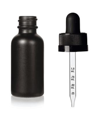 China Custom 30ml Eco-friendly Recyclable Wholesale Matte Black Rectangle Square Glass Dropper Bottles For Beard Oil With Pipette Dropper Child Proof for sale