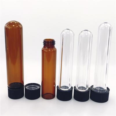 China Eco-friendly recyclable custom printed logo amber borosilicate glass child proof packaging tube with crok for sale